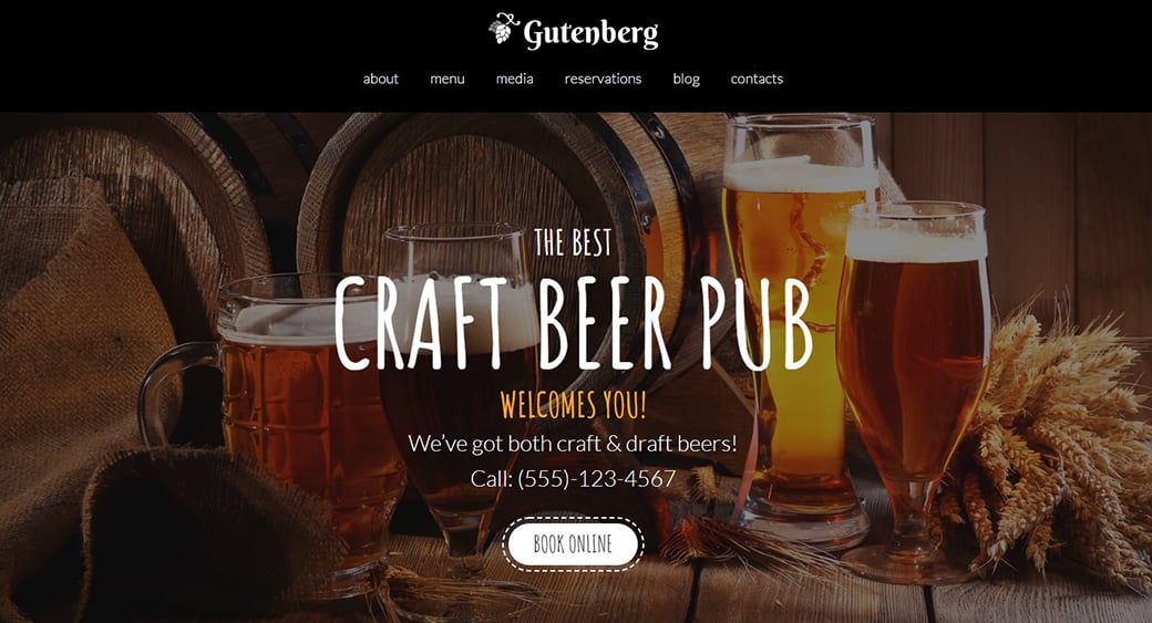 craft beer and pub website design