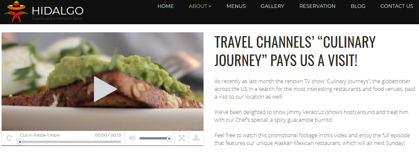 Mexican Restaurant Website Design for Taco Bar
