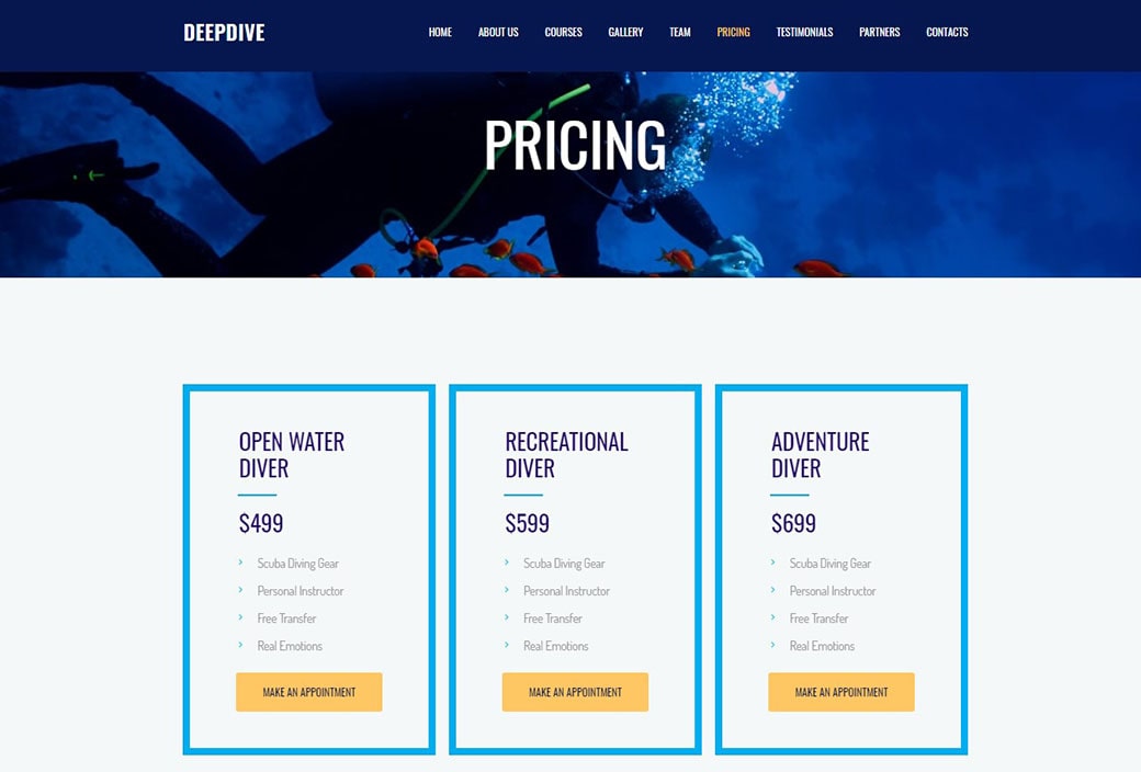 sports site - pricing