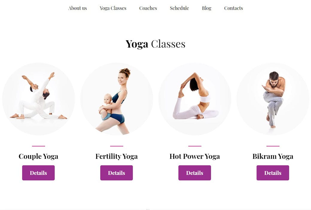 sports websites - yoga classes