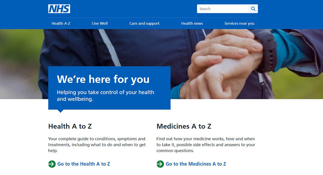 NHS website - main page