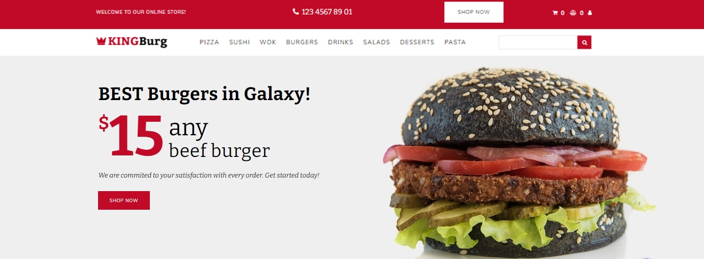 Burger Website Design - Red Colors for Marketing