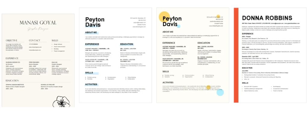 Microsoft Word resume template example