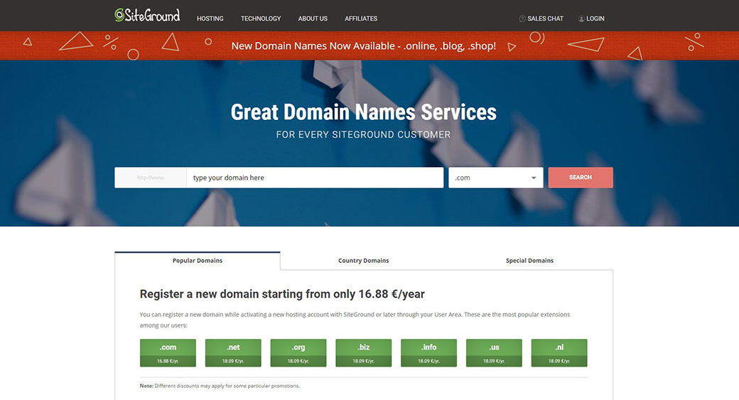 domain name with SiteGround