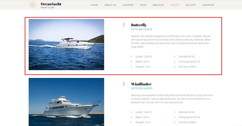 yacht website liste angebot