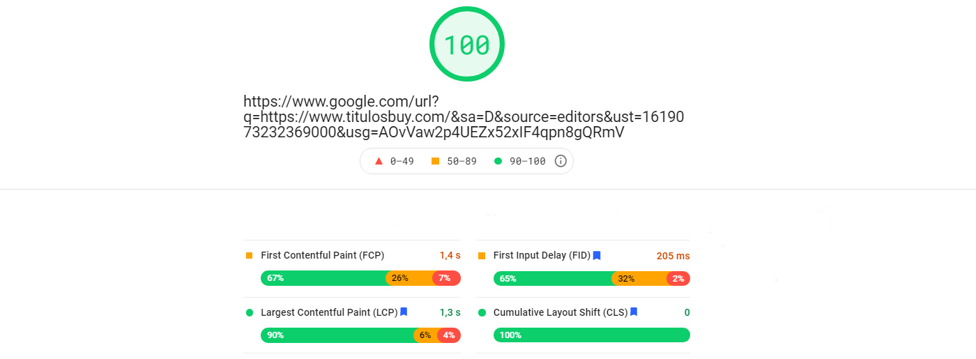 PageSpeed ​​Insights Results