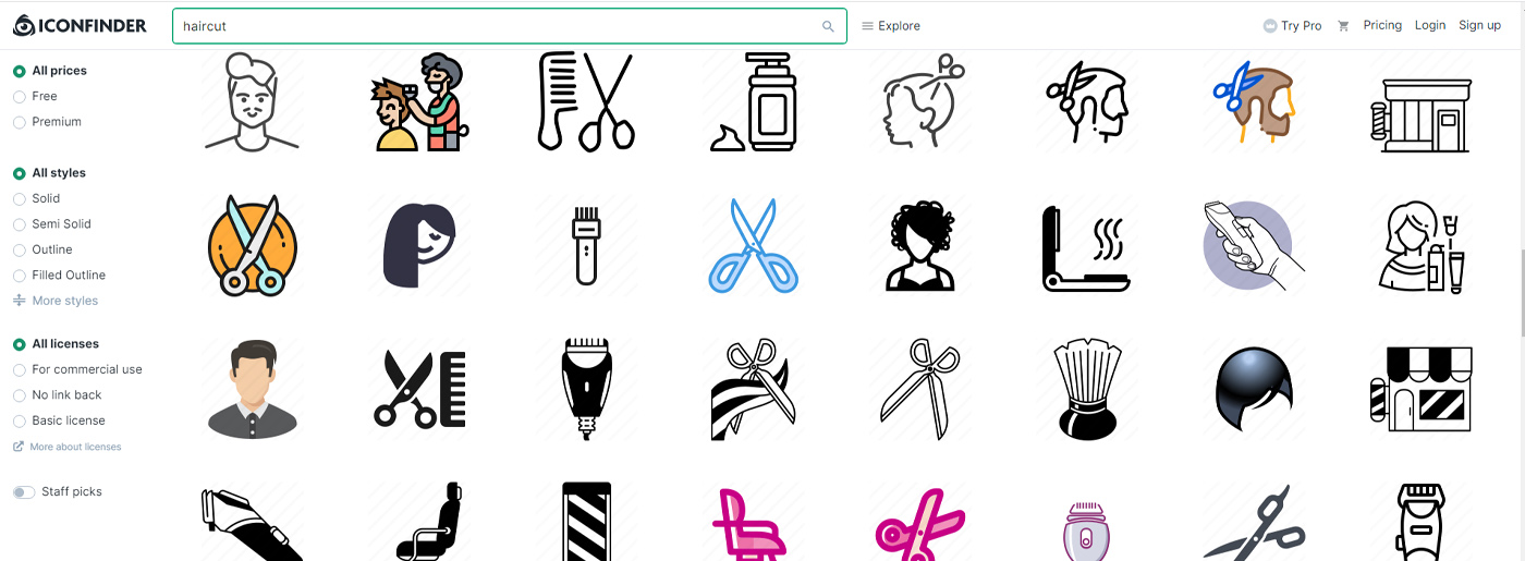 Haircut Free Website Design Icons