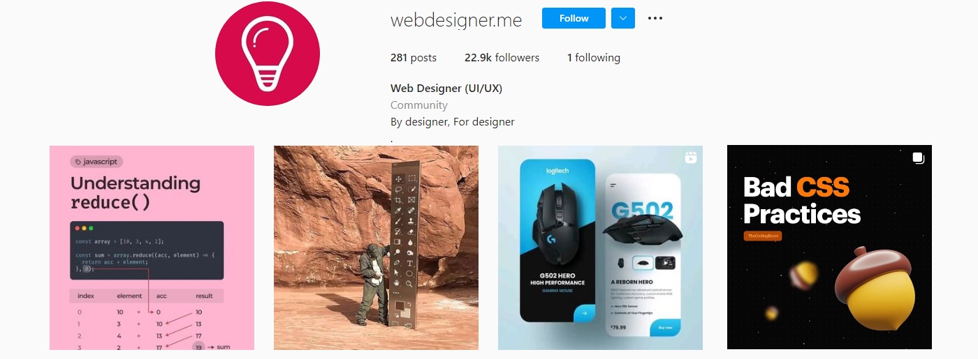 Web Design Instagram Accounts
