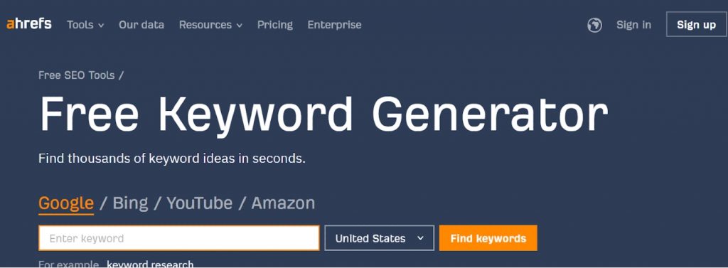 Ahrefs Keyword Generator - Find Long Tail Keywords