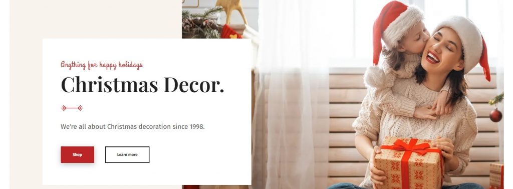 Christmas Website Design for Decor Shop