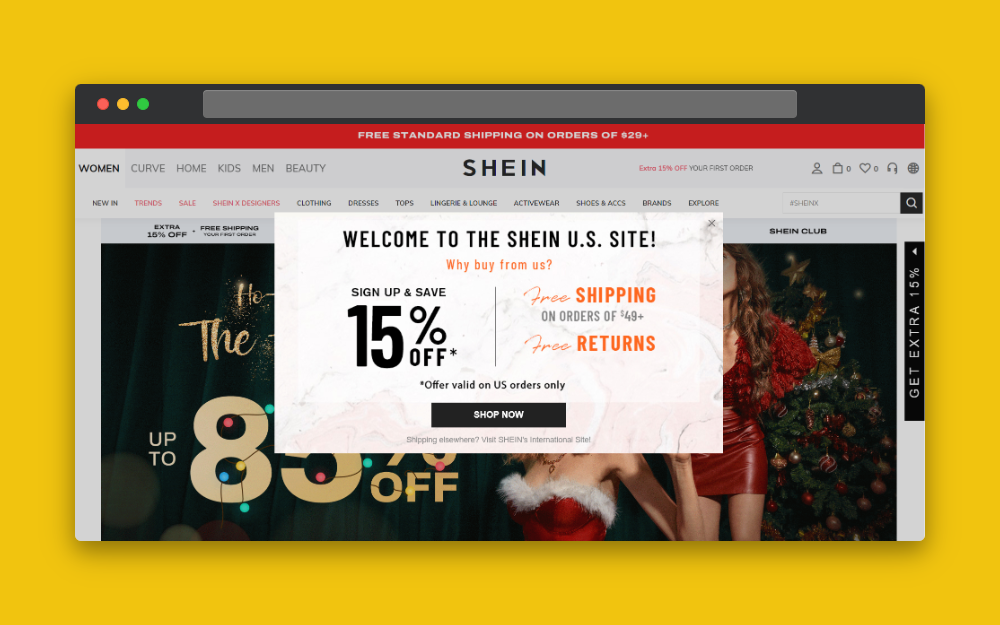 Shein sales funnel example