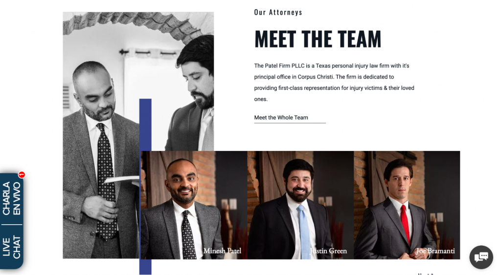 Alt text: The Patel Firm homepage screenshot