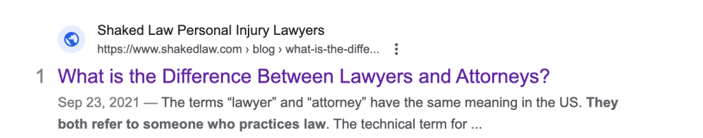 Meta description example using Shaked Law as example
