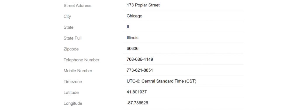 Fake address generator US Chicago