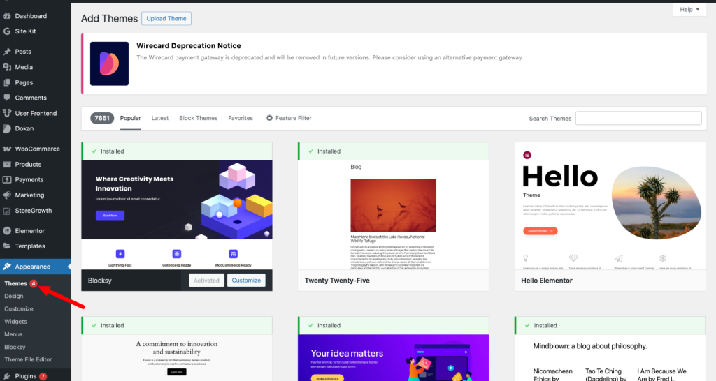 Install a Dokan Compatible Theme