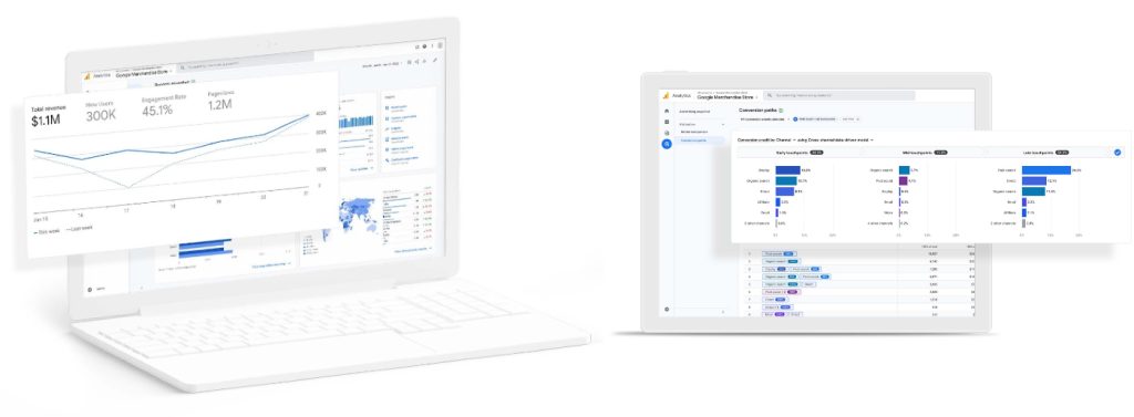 Google Analytics 4 screen tracking website traffic and audience insights