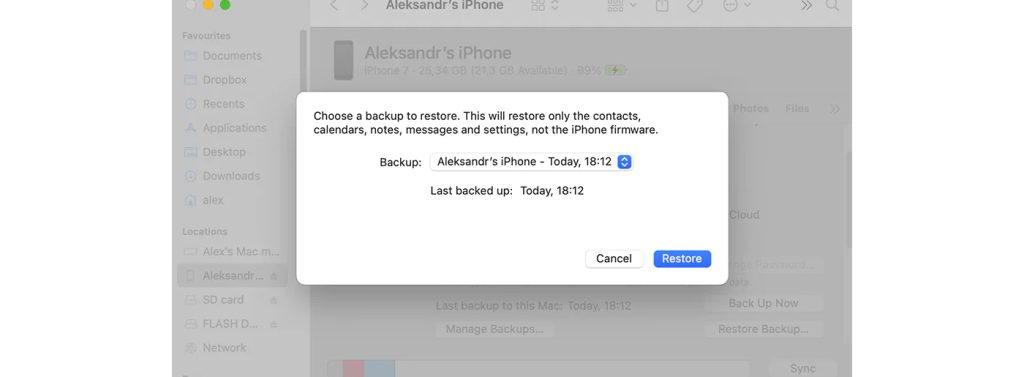 backup of your lost texts