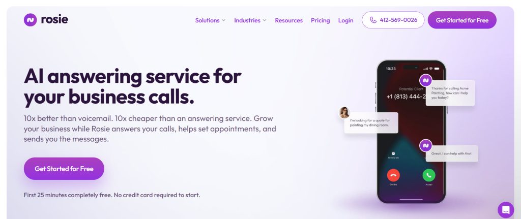 Rosie AI: Best for Human-Sounding Call Handling