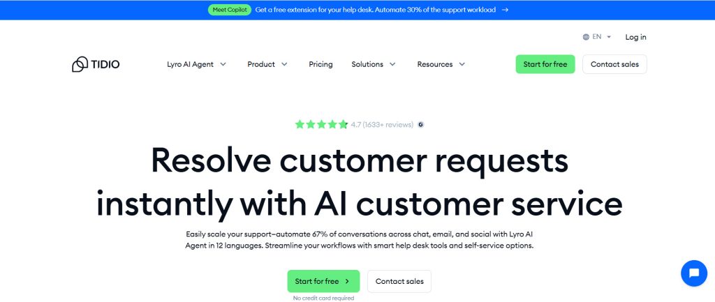 Tidio: Best for E-Commerce Voice + Chat
