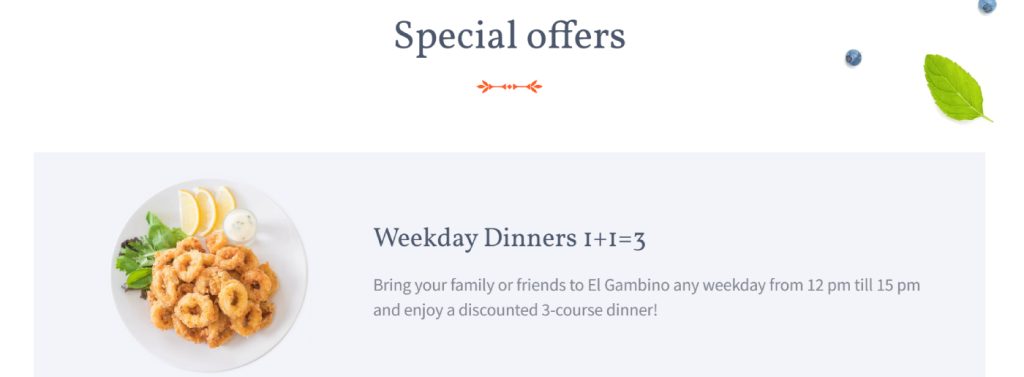 online restaurant special offers
