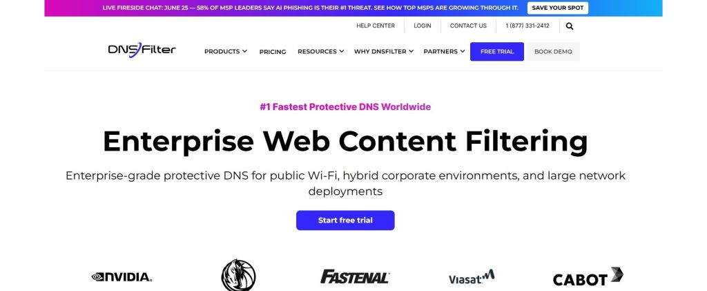 DNSFilter for phishing prevention and web filtering