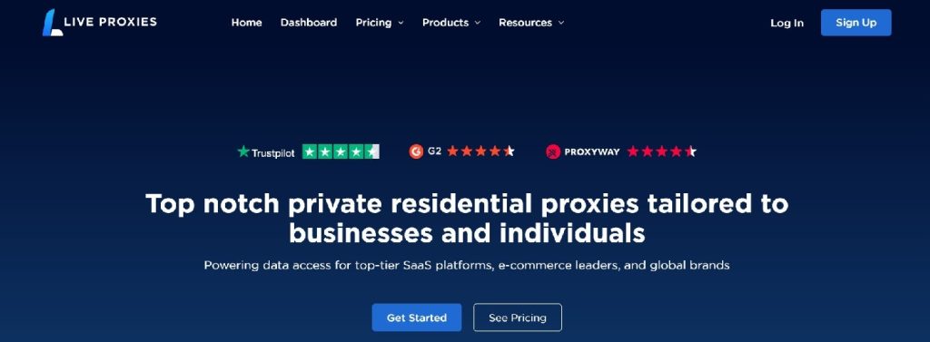 Live Proxies rotating residential and mobile proxy services for businesses