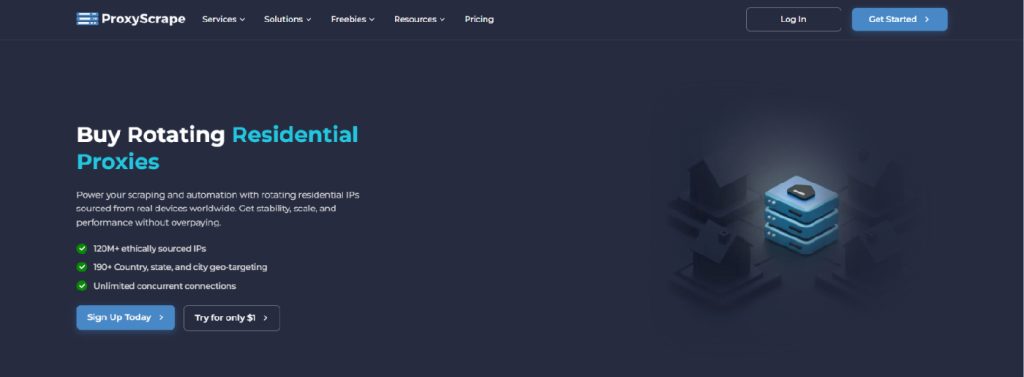 ProxyScrape unlimited residential and datacenter proxies for business use