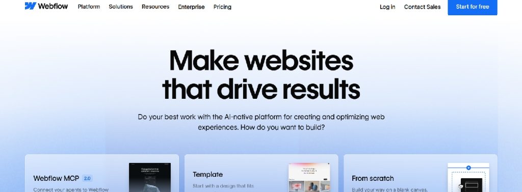 Designer building a responsive website in Webflow web agency tools