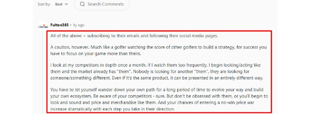Analyzing competitors without copying their strategies