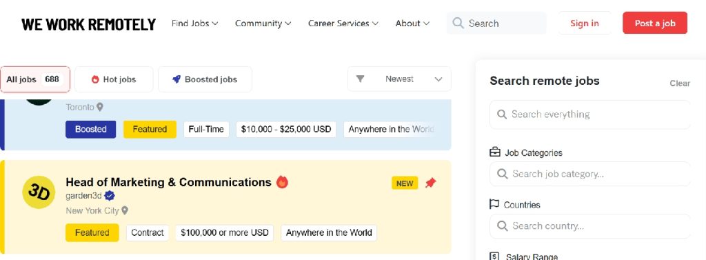 We Work Remotely appointment setting job listing