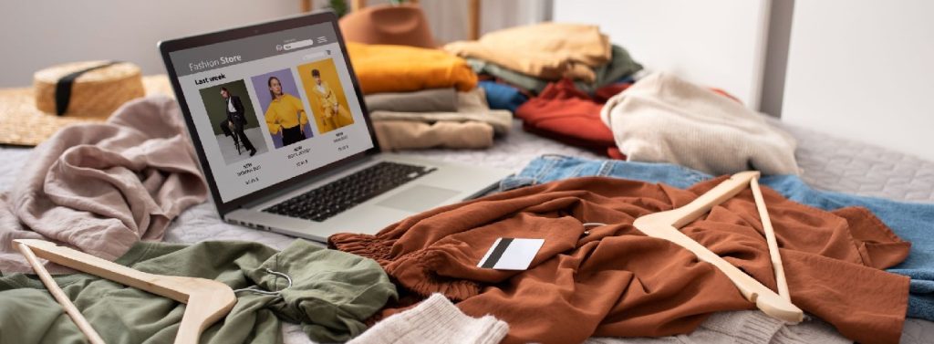 Clothing products and packaging prepared for an online store