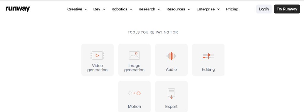 Runway AI video generation platform for creating marketing footage