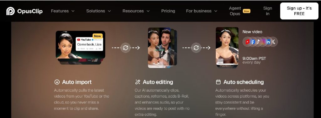Opus Clip interface for turning long videos into short-form content