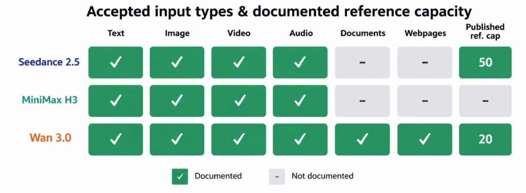 AI video input types and reference capacity