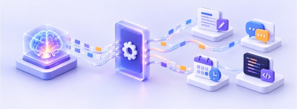 API connecting an AI model to multiple software applications