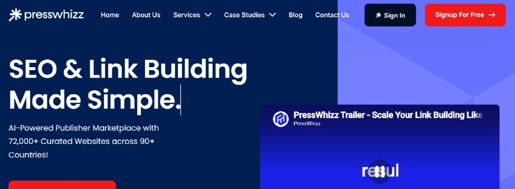 PressWhizz platform for link insertions and existing content