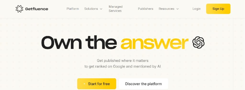 Getfluence platform for digital PR and sponsored content campaigns