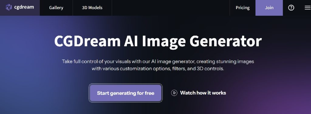 CGDream AI image and 3D generator