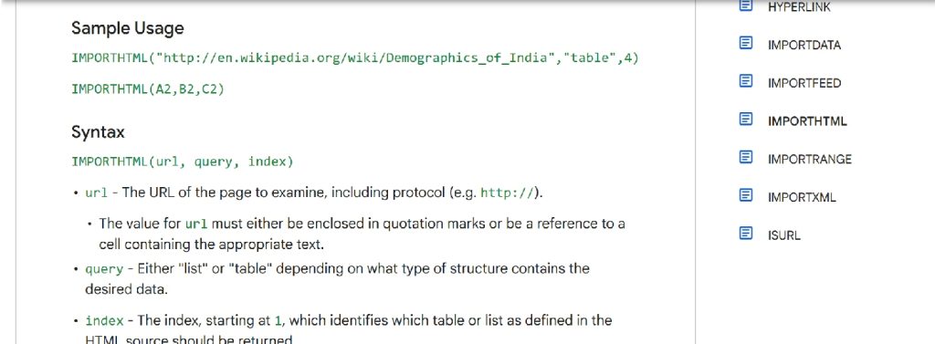 IMPORTHTML