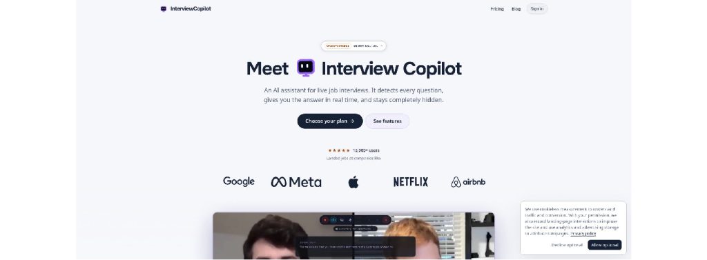 Interview Copilot AI Mac interview assistant website screenshot